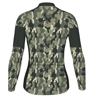 Custom Camo Women's Winter Thermal Fleece Cycling Jersey Long Sleeve