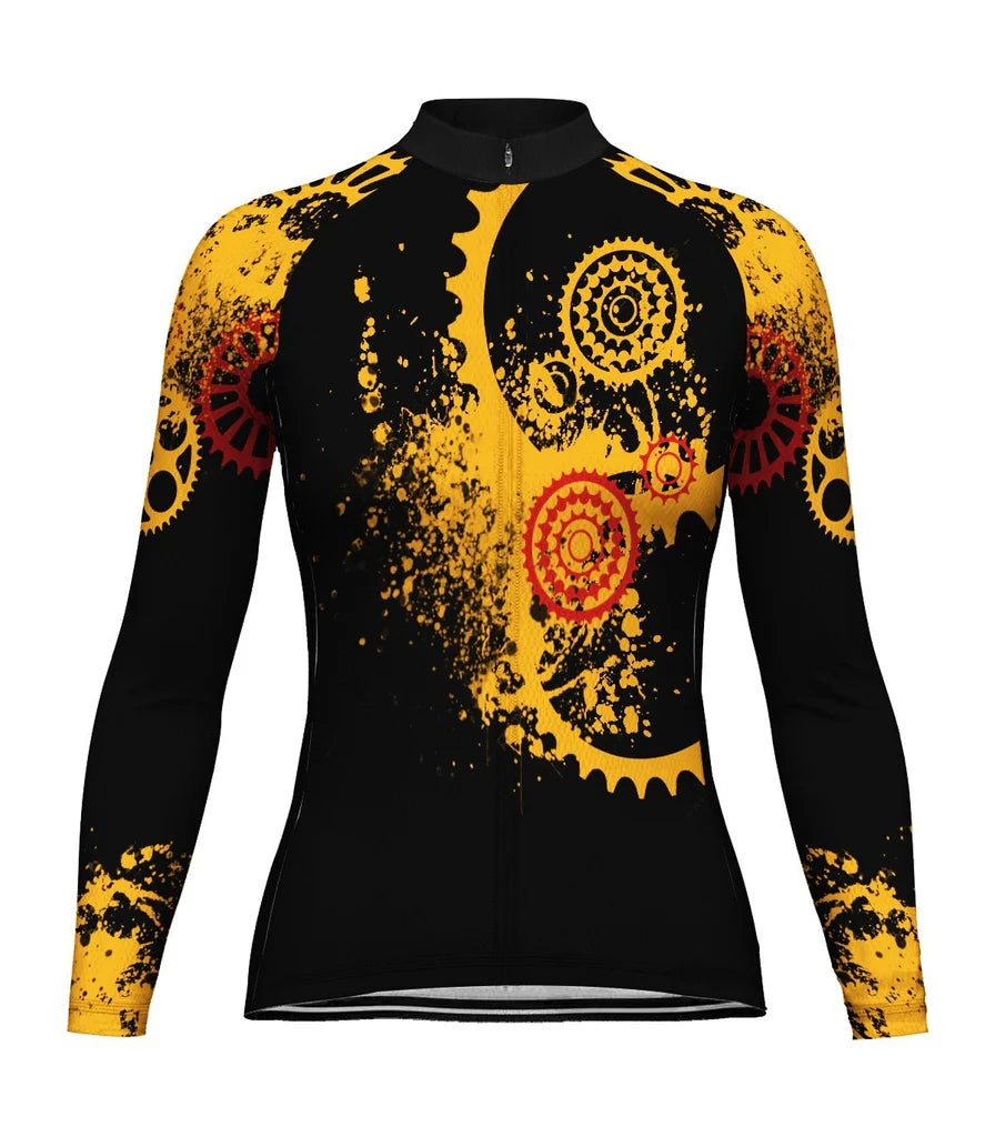 Custom Crazy Women's Winter Thermal Fleece Cycling Jersey Long Sleeve