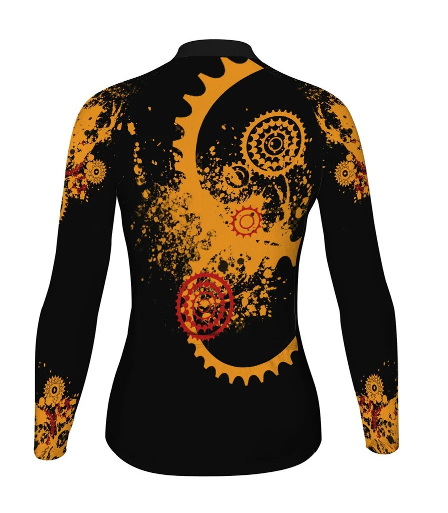 Custom Crazy Women's Winter Thermal Fleece Cycling Jersey Long Sleeve