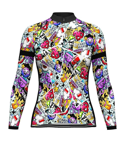 Custom Crazy Women's Winter Thermal Fleece Cycling Jersey Long Sleeve