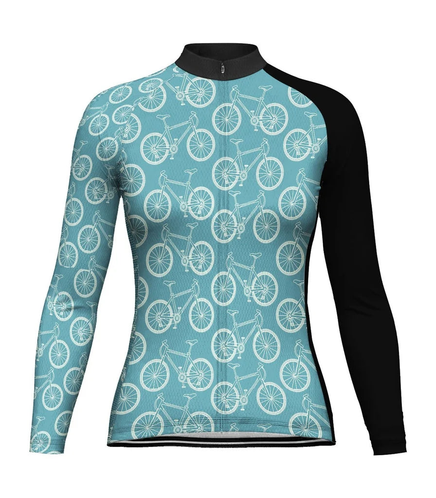 Custom Crazy Women's Winter Thermal Fleece Cycling Jersey Long Sleeve