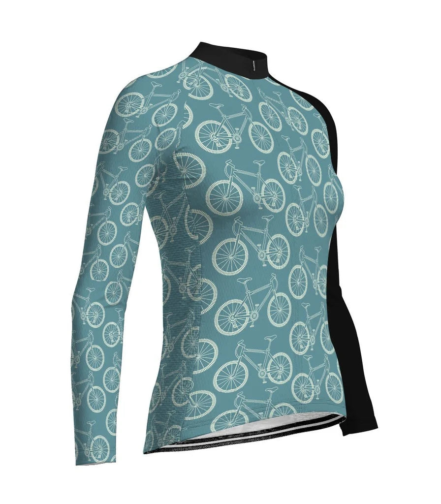 Custom Crazy Women's Winter Thermal Fleece Cycling Jersey Long Sleeve
