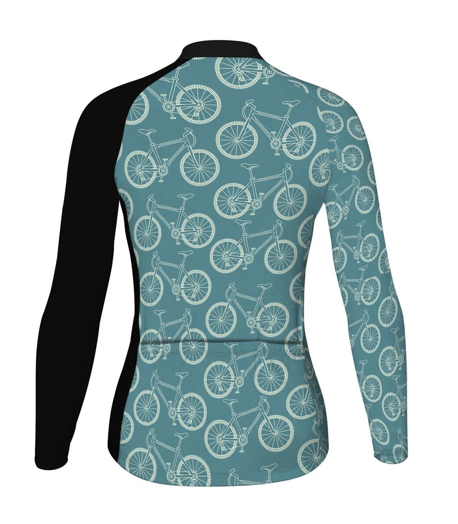 Custom Crazy Women's Winter Thermal Fleece Cycling Jersey Long Sleeve