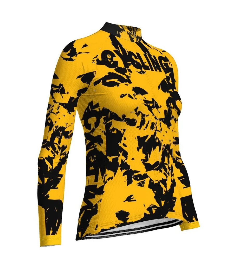 Custom Crazy Women's Winter Thermal Fleece Cycling Jersey Long Sleeve