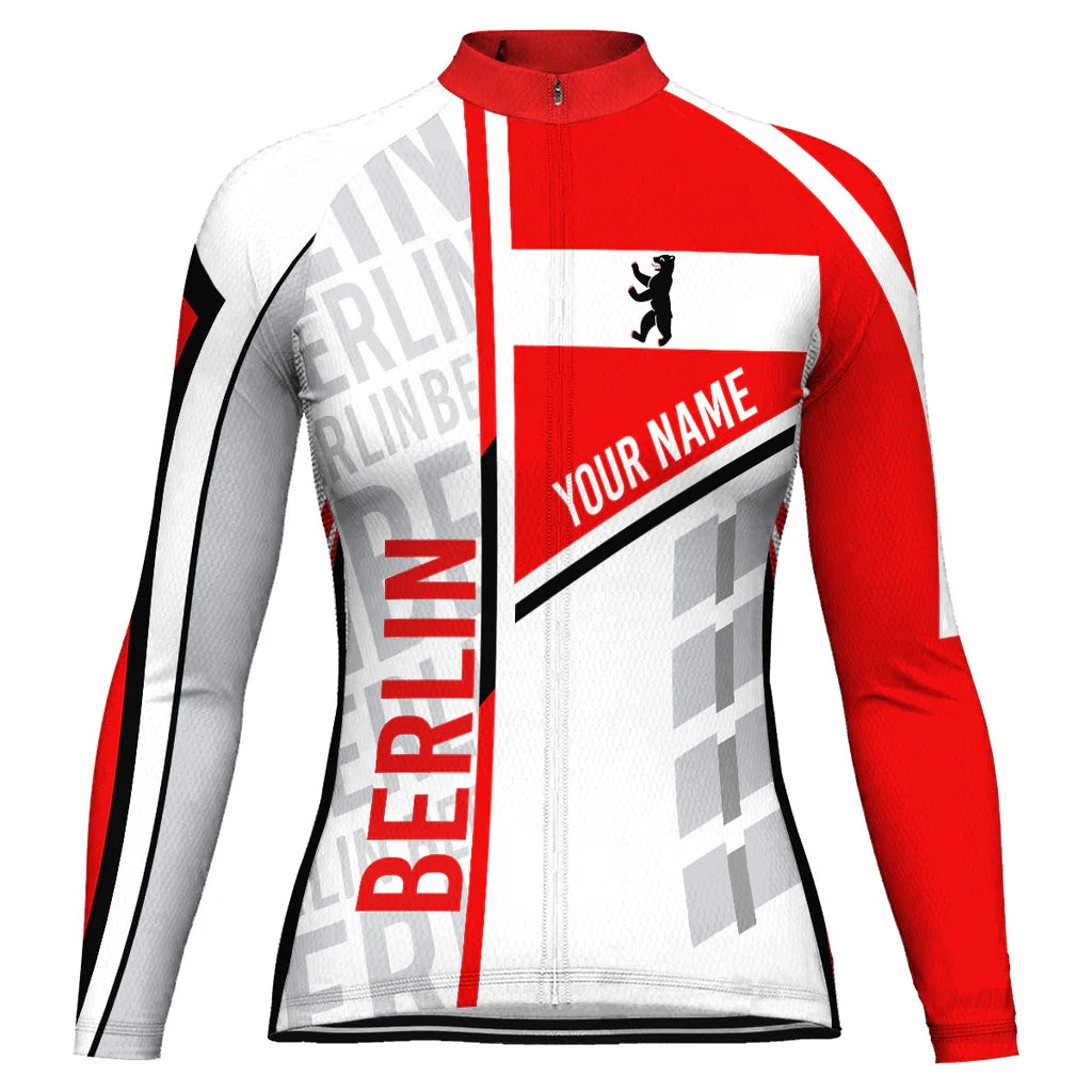 Custom Berlin Women's Winter Thermal Fleece Cycling Jersey Long Sleeve