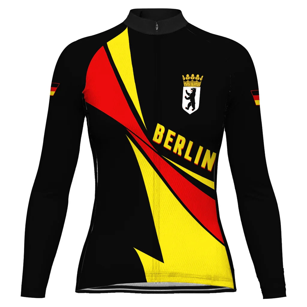 Custom Berlin Women's Winter Thermal Fleece Cycling Jersey Long Sleeve