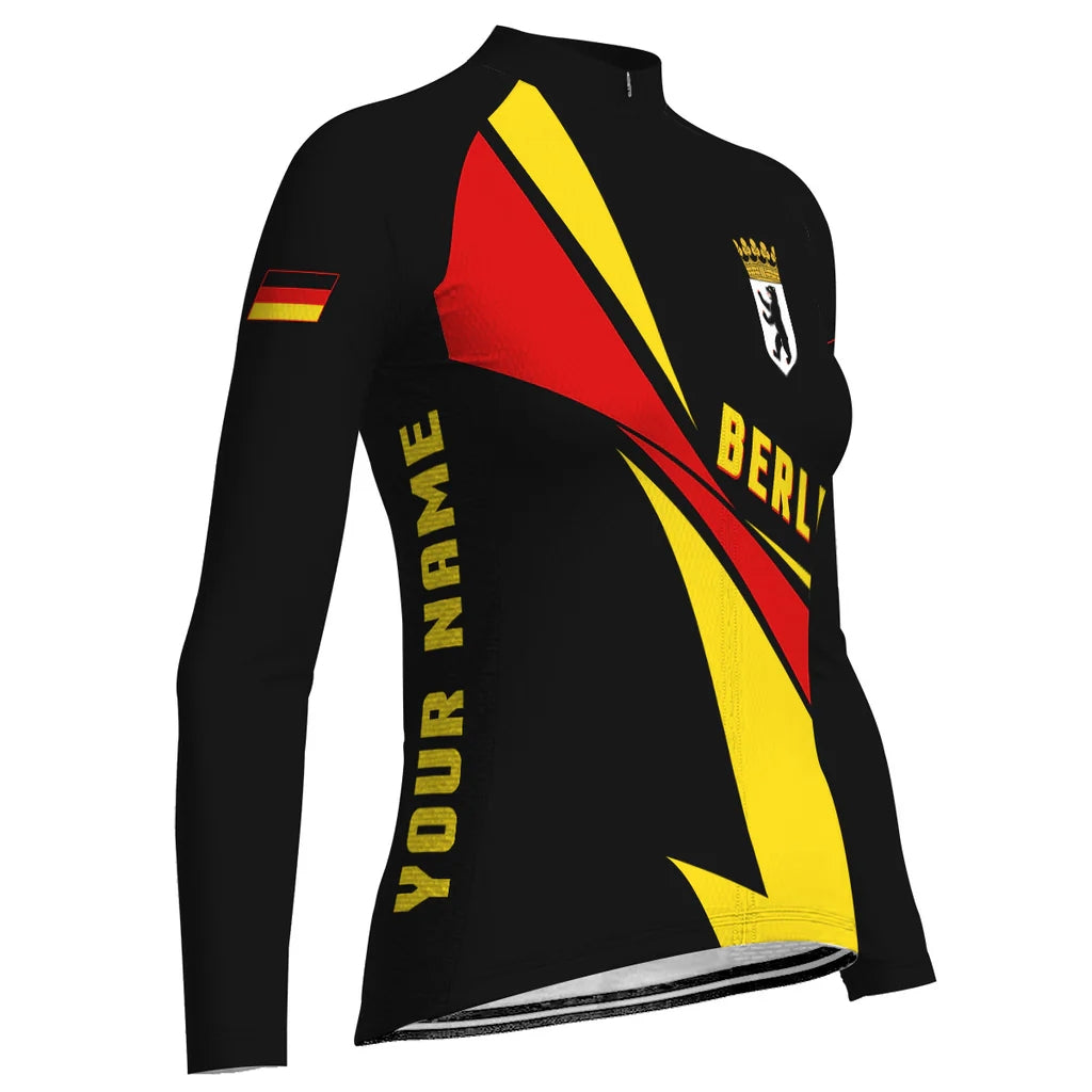 Custom Berlin Women's Winter Thermal Fleece Cycling Jersey Long Sleeve
