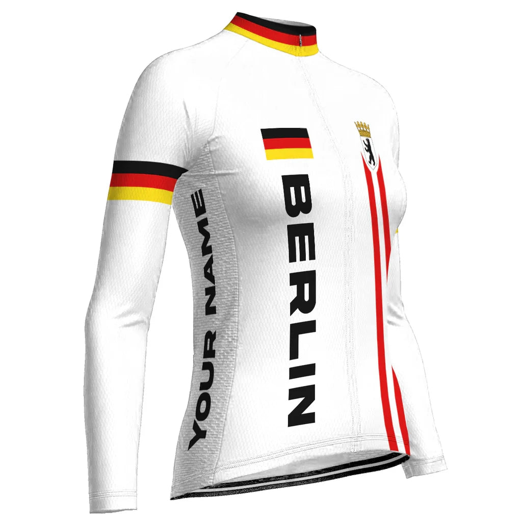 Custom Berlin Women's Winter Thermal Fleece Cycling Jersey Long Sleeve