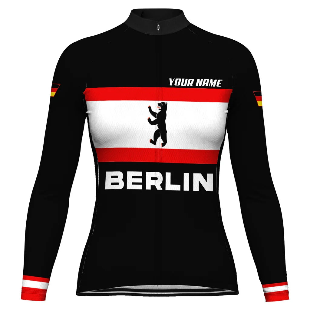 Custom Berlin Women's Winter Thermal Fleece Cycling Jersey Long Sleeve
