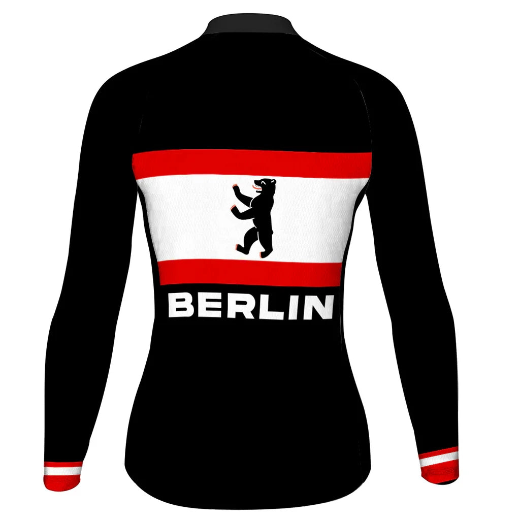 Custom Berlin Women's Winter Thermal Fleece Cycling Jersey Long Sleeve