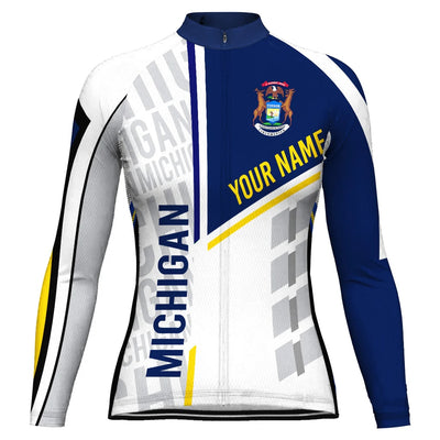 Personalize Michigan Women's Winter Thermal Fleece Cycling Jersey Long Sleeve