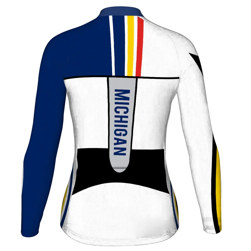Personalize Michigan Women's Winter Thermal Fleece Cycling Jersey Long Sleeve