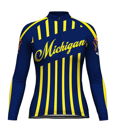 Personalize Michigan Women's Winter Thermal Fleece Cycling Jersey Long Sleeve