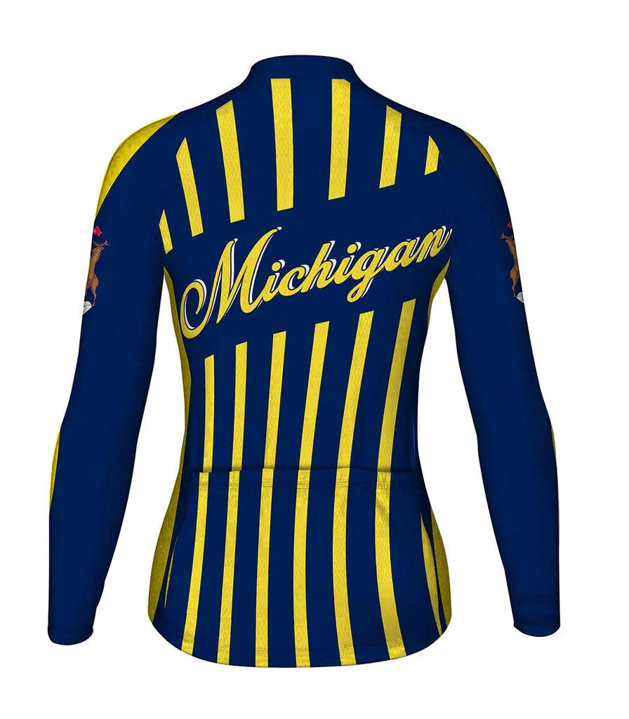 Personalize Michigan Women's Winter Thermal Fleece Cycling Jersey Long Sleeve