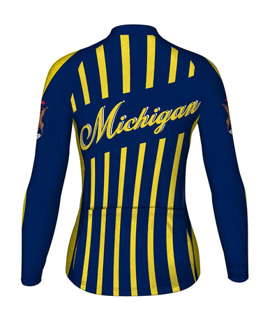 Personalize Michigan Women's Winter Thermal Fleece Cycling Jersey Long Sleeve