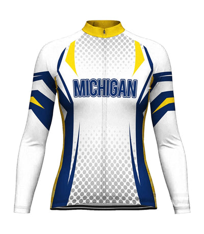 Personalize Michigan Women's Winter Thermal Fleece Cycling Jersey Long Sleeve