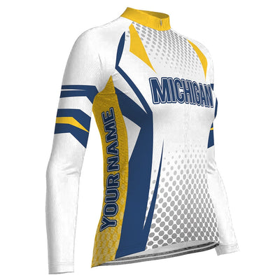 Personalize Michigan Women's Winter Thermal Fleece Cycling Jersey Long Sleeve