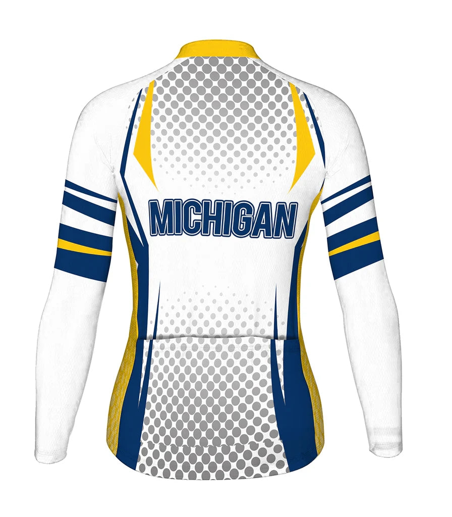 Personalize Michigan Women's Winter Thermal Fleece Cycling Jersey Long Sleeve