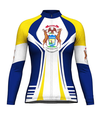 Personalize Michigan Women's Winter Thermal Fleece Cycling Jersey Long Sleeve