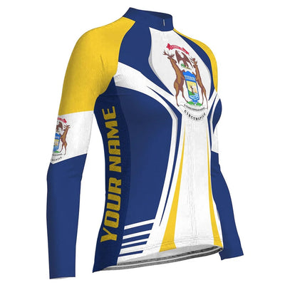 Personalize Michigan Women's Winter Thermal Fleece Cycling Jersey Long Sleeve