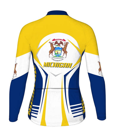 Personalize Michigan Women's Winter Thermal Fleece Cycling Jersey Long Sleeve