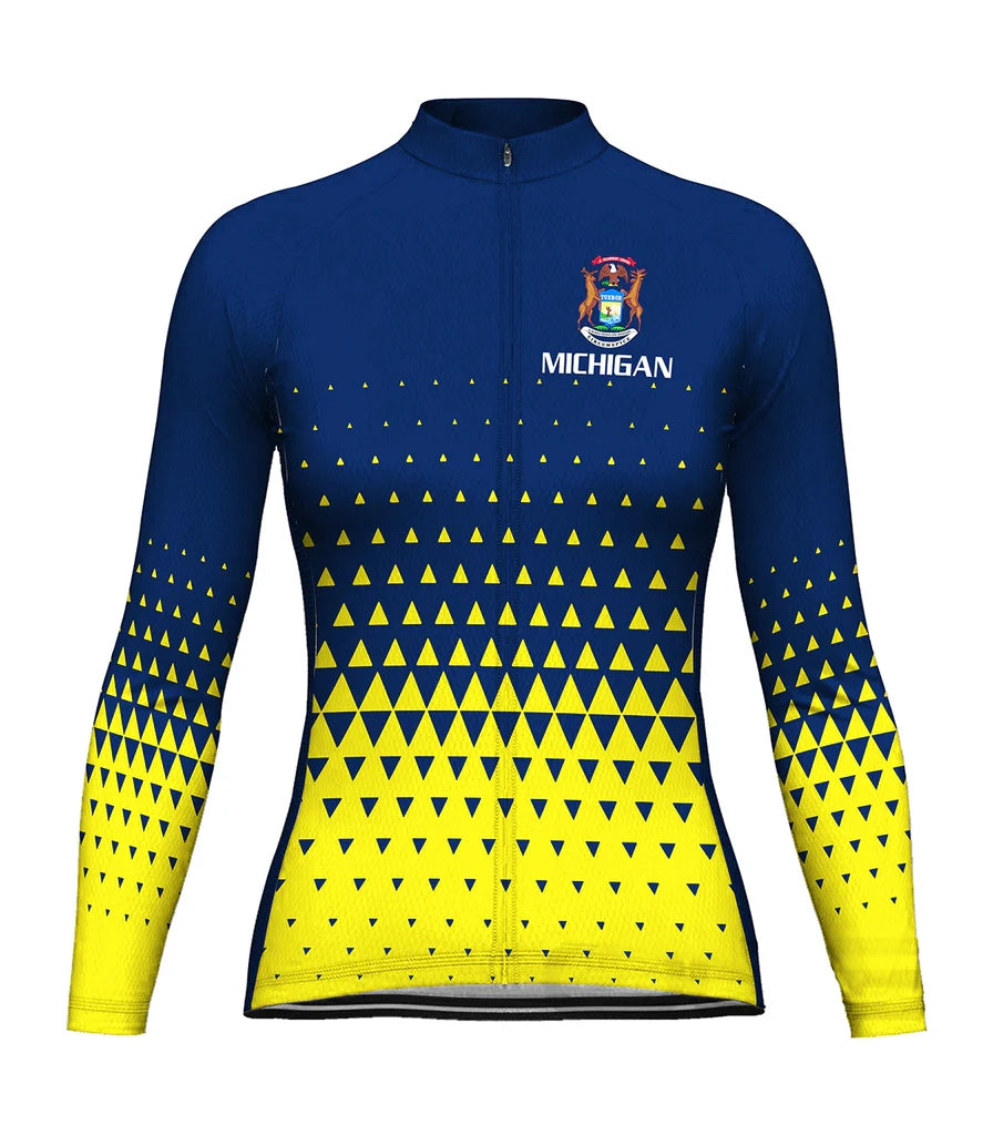 Personalize Michigan Women's Winter Thermal Fleece Cycling Jersey Long Sleeve