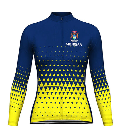 Personalize Michigan Women's Winter Thermal Fleece Cycling Jersey Long Sleeve