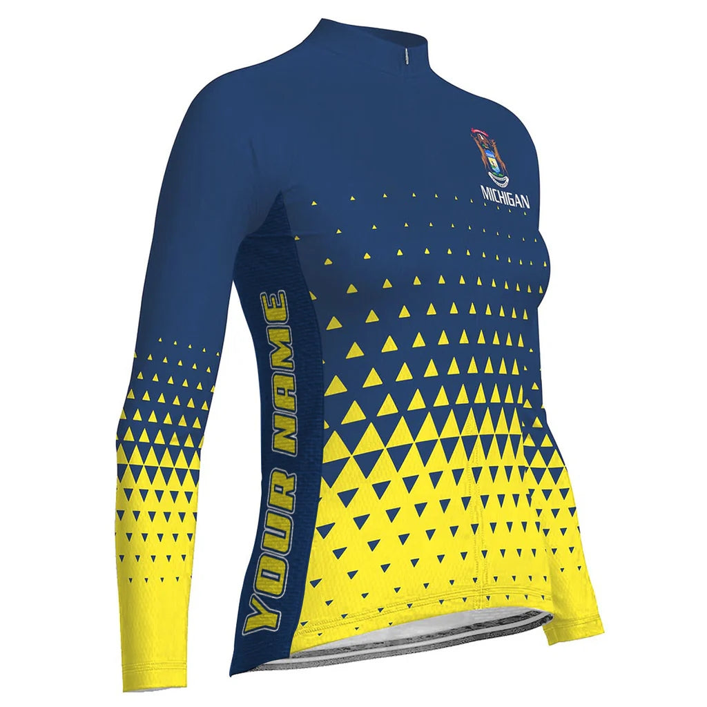 Personalize Michigan Women's Winter Thermal Fleece Cycling Jersey Long Sleeve