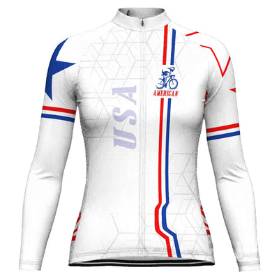 Customized USA America Women's Cycling Jersey Long Sleeve