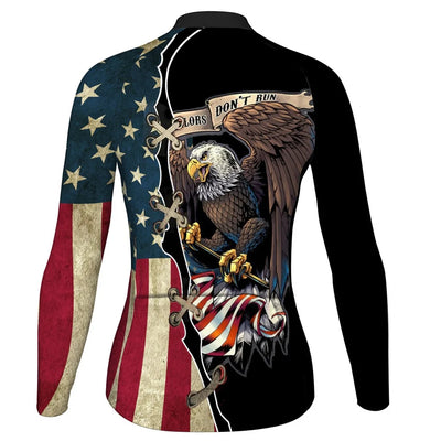 Custom Usa Women's Winter Thermal Fleece Cycling Jersey Long Sleeve