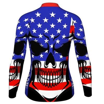 Custom Usa Women's Winter Thermal Fleece Cycling Jersey Long Sleeve