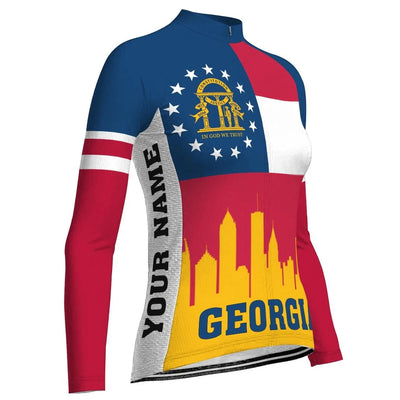 Customize Georgia Women's Cycling Jersey Long Sleeve