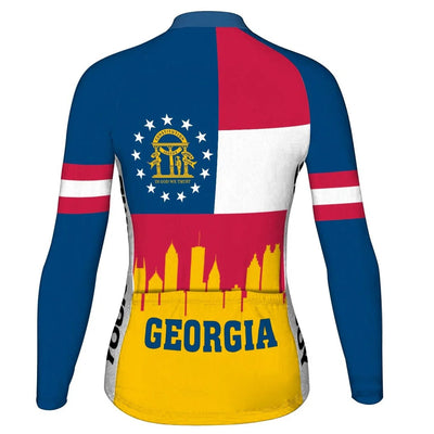 Custom Georgia Women's Winter Thermal Fleece Cycling Jersey Long Sleeve