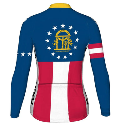 Custom Georgia Women's Winter Thermal Fleece Cycling Jersey Long Sleeve
