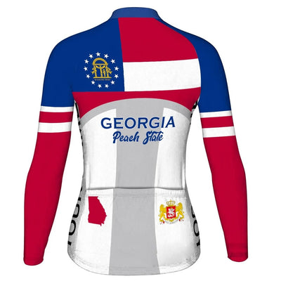 Custom Georgia Women's Winter Thermal Fleece Cycling Jersey Long Sleeve
