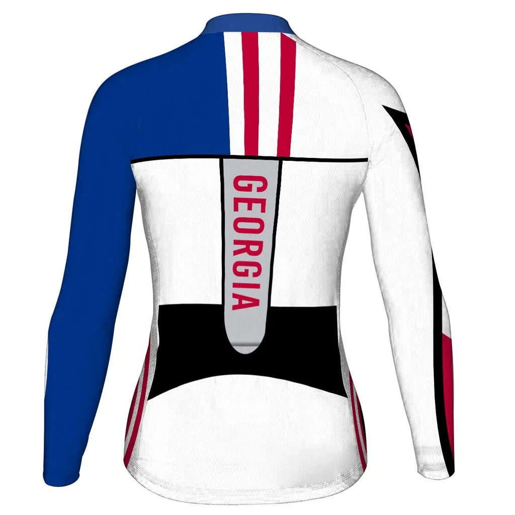 Custom Georgia Women's Winter Thermal Fleece Cycling Jersey Long Sleeve