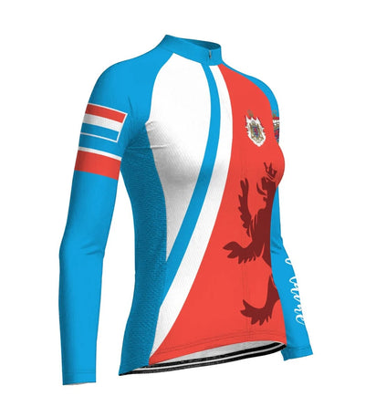 Custom Luxembourg Women's Winter Thermal Fleece Cycling Jersey Long Sleeve