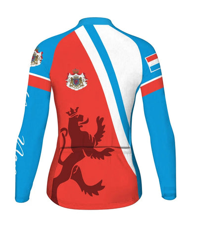 Custom Luxembourg Women's Winter Thermal Fleece Cycling Jersey Long Sleeve