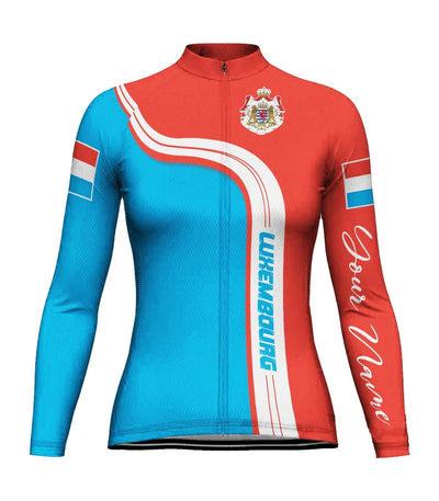 Custom Luxembourg Women's Winter Thermal Fleece Cycling Jersey Long Sleeve