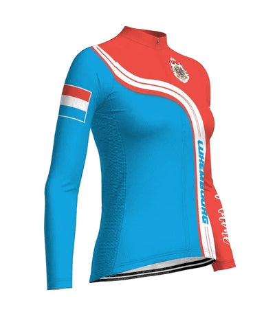 Custom Luxembourg Women's Winter Thermal Fleece Cycling Jersey Long Sleeve