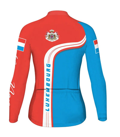 Custom Luxembourg Women's Winter Thermal Fleece Cycling Jersey Long Sleeve