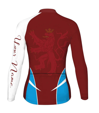 Custom Luxembourg Women's Winter Thermal Fleece Cycling Jersey Long Sleeve