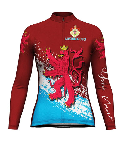 Custom Luxembourg Women's Winter Thermal Fleece Cycling Jersey Long Sleeve