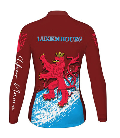 Custom Luxembourg Women's Winter Thermal Fleece Cycling Jersey Long Sleeve