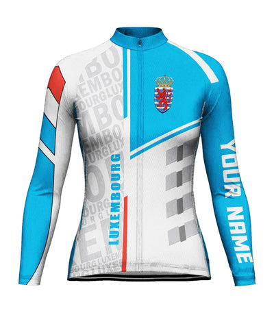 Custom Luxembourg Women's Winter Thermal Fleece Cycling Jersey Long Sleeve