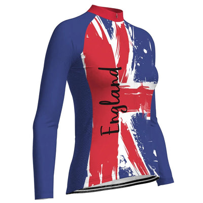 Custom England Women's Winter Thermal Fleece Cycling Jersey Long Sleeve