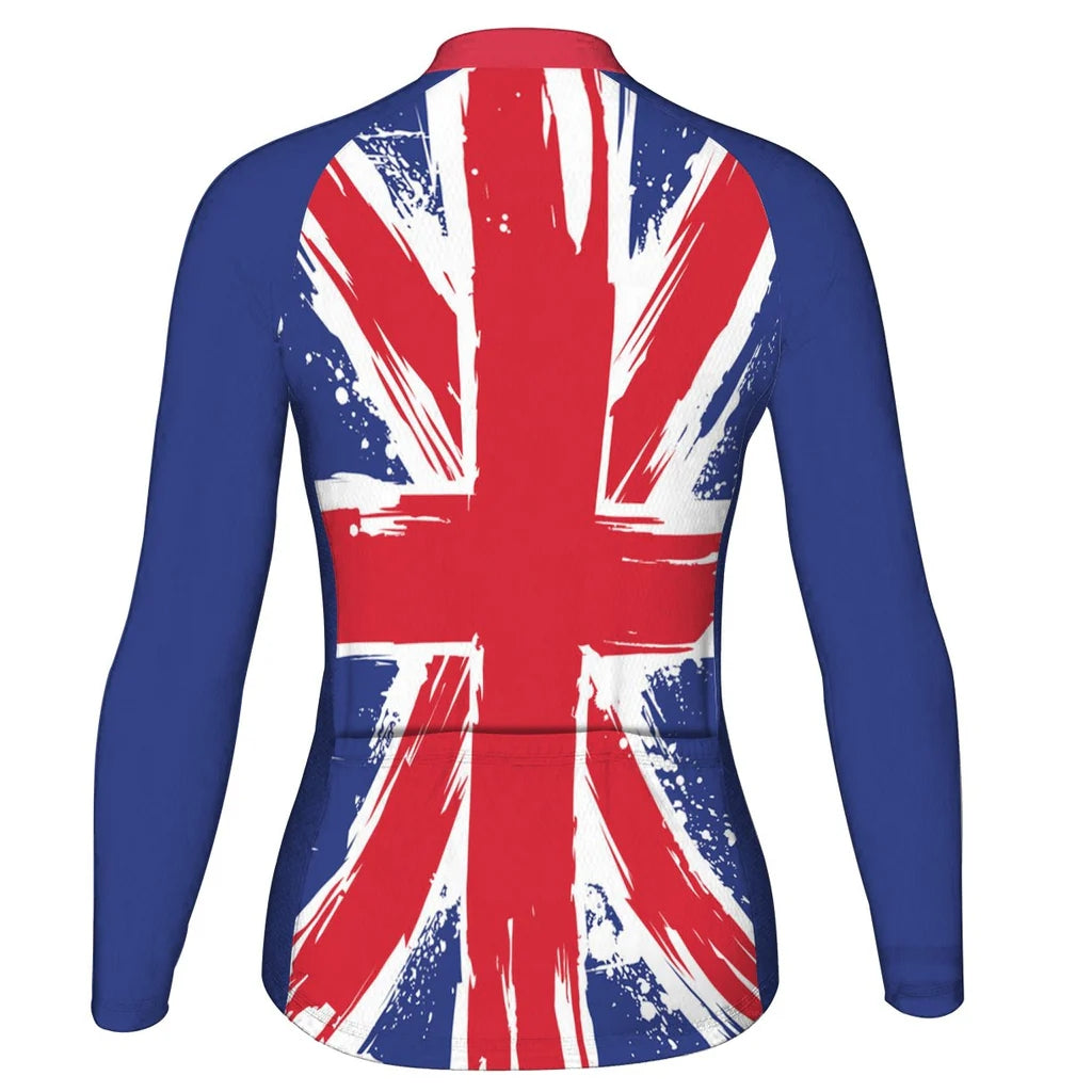 Custom England Women's Winter Thermal Fleece Cycling Jersey Long Sleeve