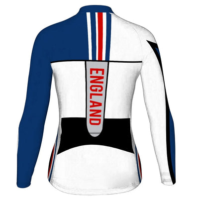 Custom England Women's Winter Thermal Fleece Cycling Jersey Long Sleeve