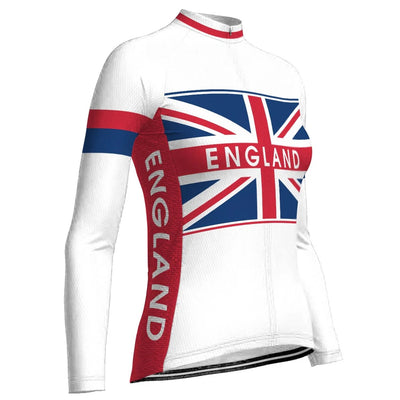 Custom England Women's Winter Thermal Fleece Cycling Jersey Long Sleeve