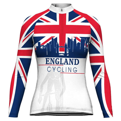 Custom England Women's Winter Thermal Fleece Cycling Jersey Long Sleeve